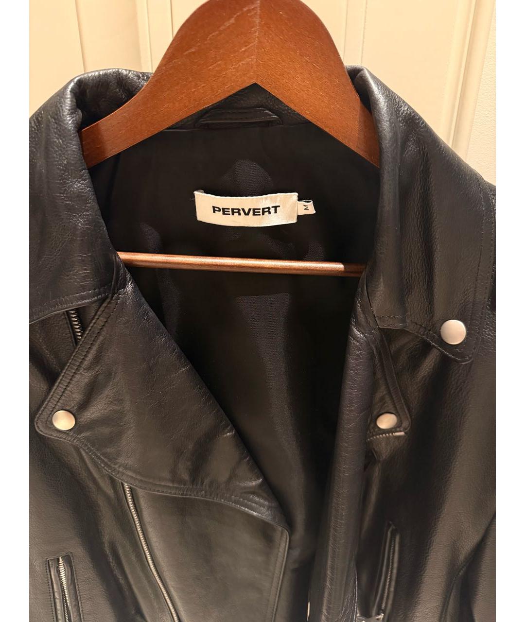 PERVERT Черная кожаная куртка, фото 3
