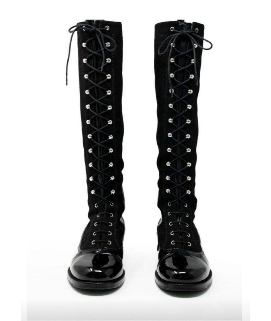 CHANEL Черные текстильные сапоги, фото 3