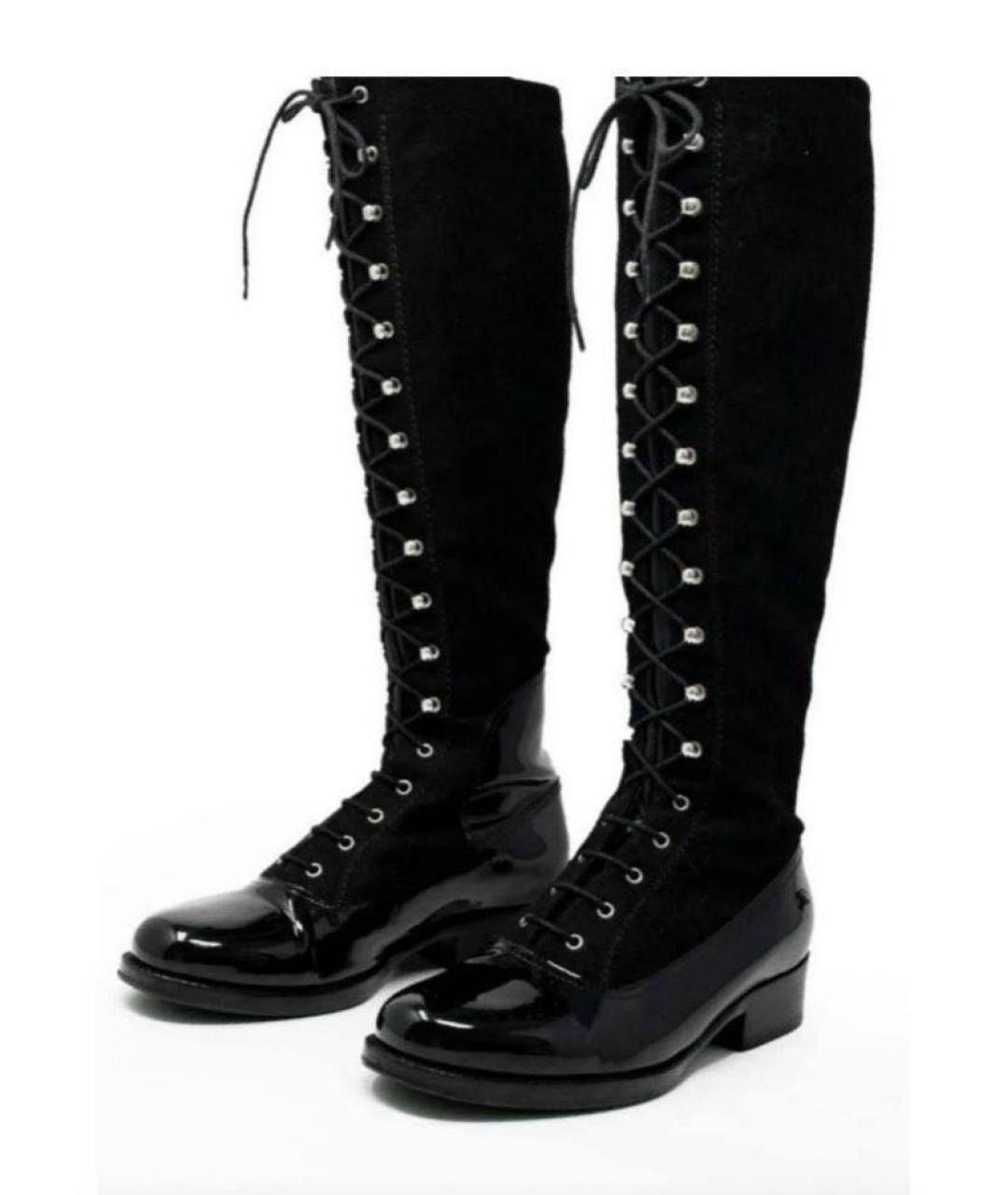 CHANEL Черные текстильные сапоги, фото 2