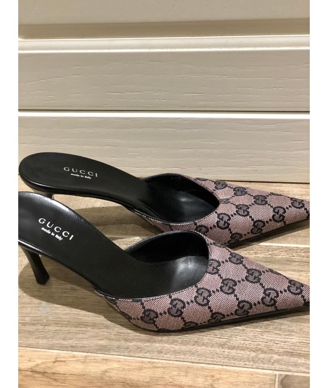 GUCCI Фиолетовые текстильные лодочки на низком каблуке, фото 3