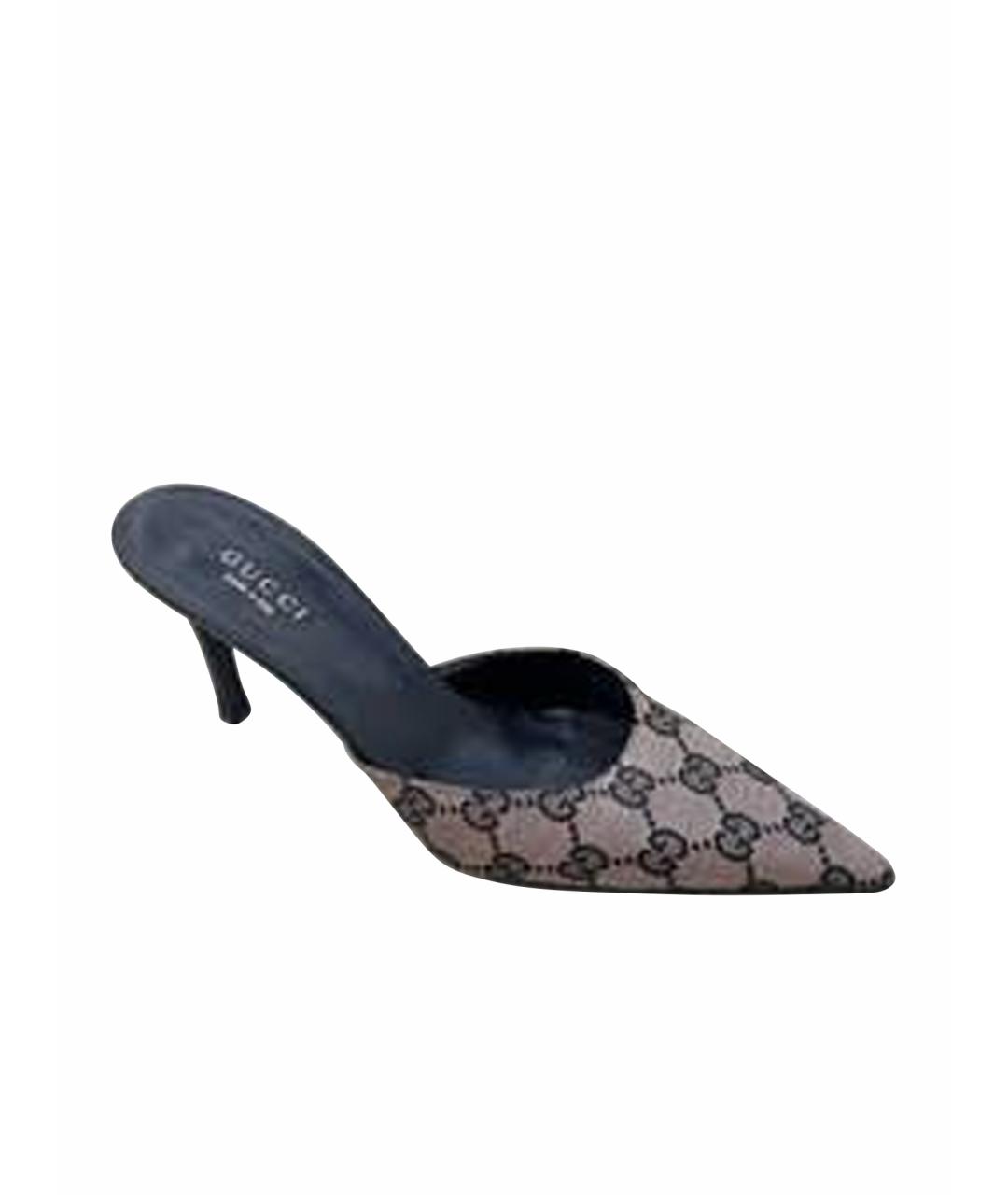 GUCCI Фиолетовые текстильные лодочки на низком каблуке, фото 1