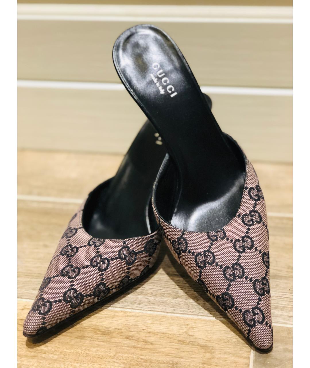 GUCCI Фиолетовые текстильные лодочки на низком каблуке, фото 2