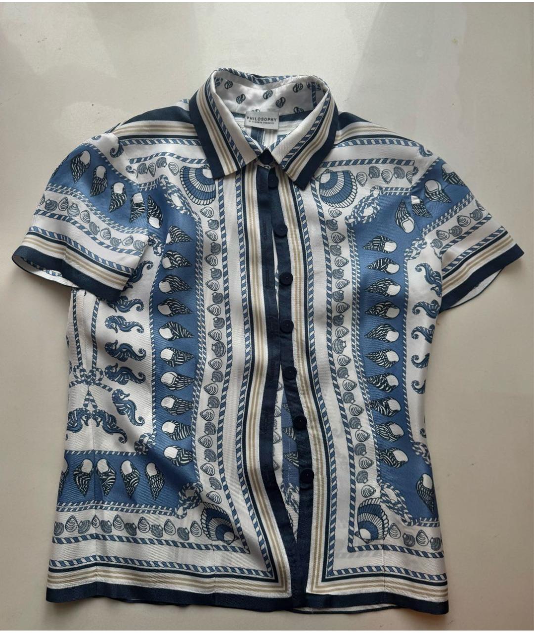 PHILOSOPHY DI ALBERTA FERRETTI Голубая шелковая блузы, фото 9