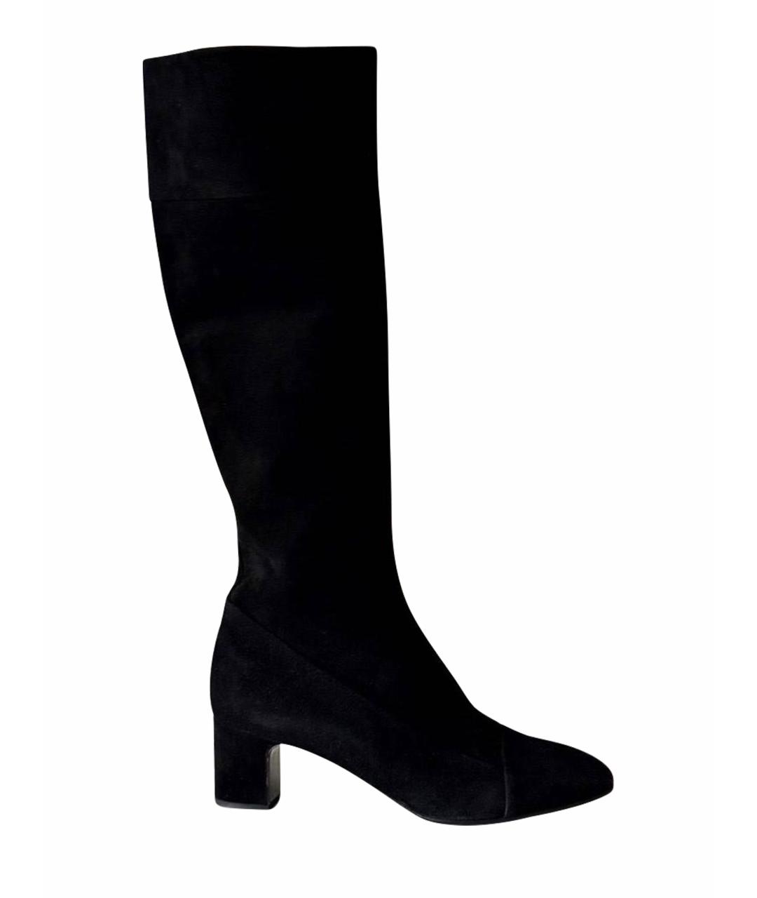 HERMES Черные замшевые сапоги, фото 1