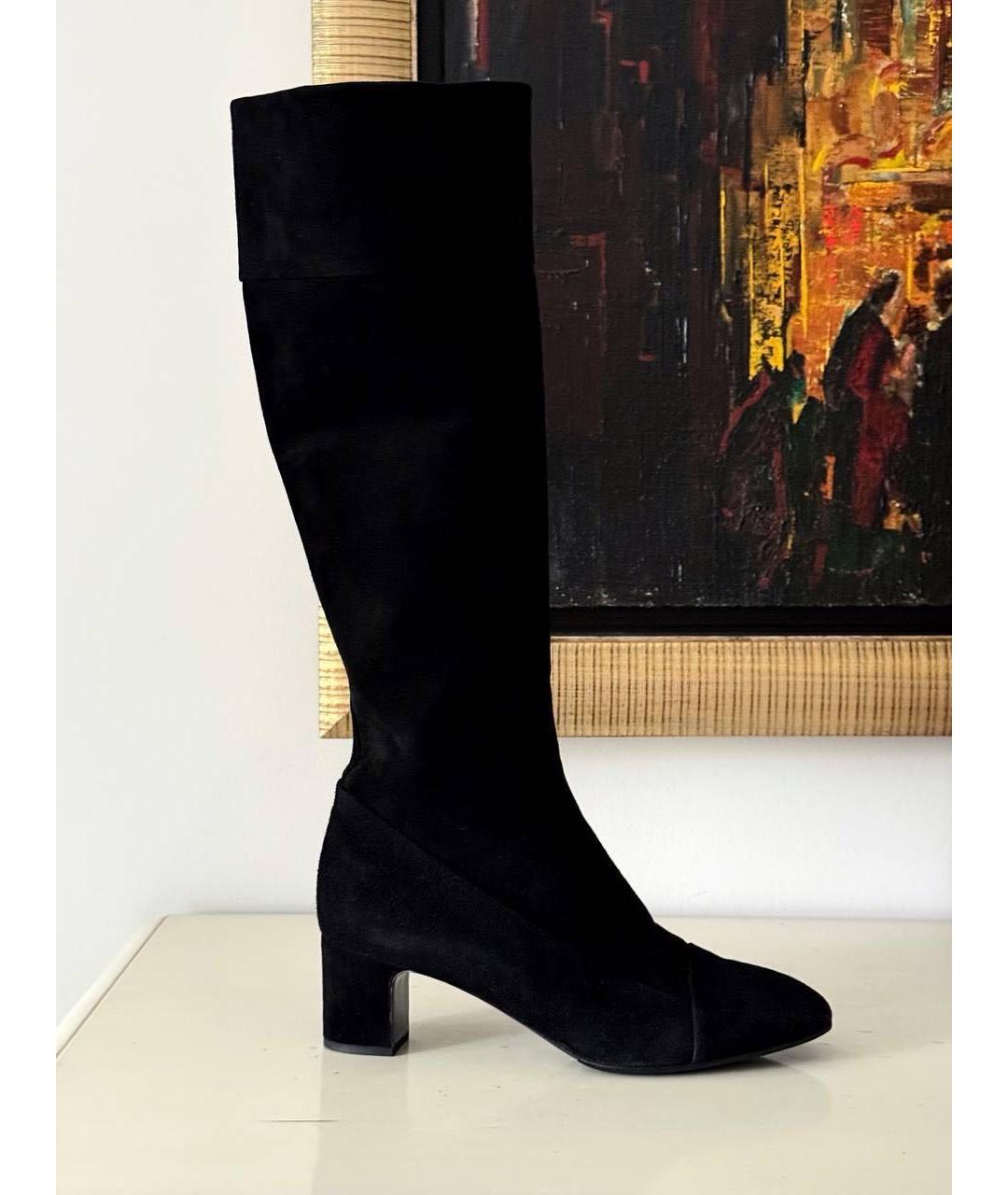 HERMES Черные замшевые сапоги, фото 5
