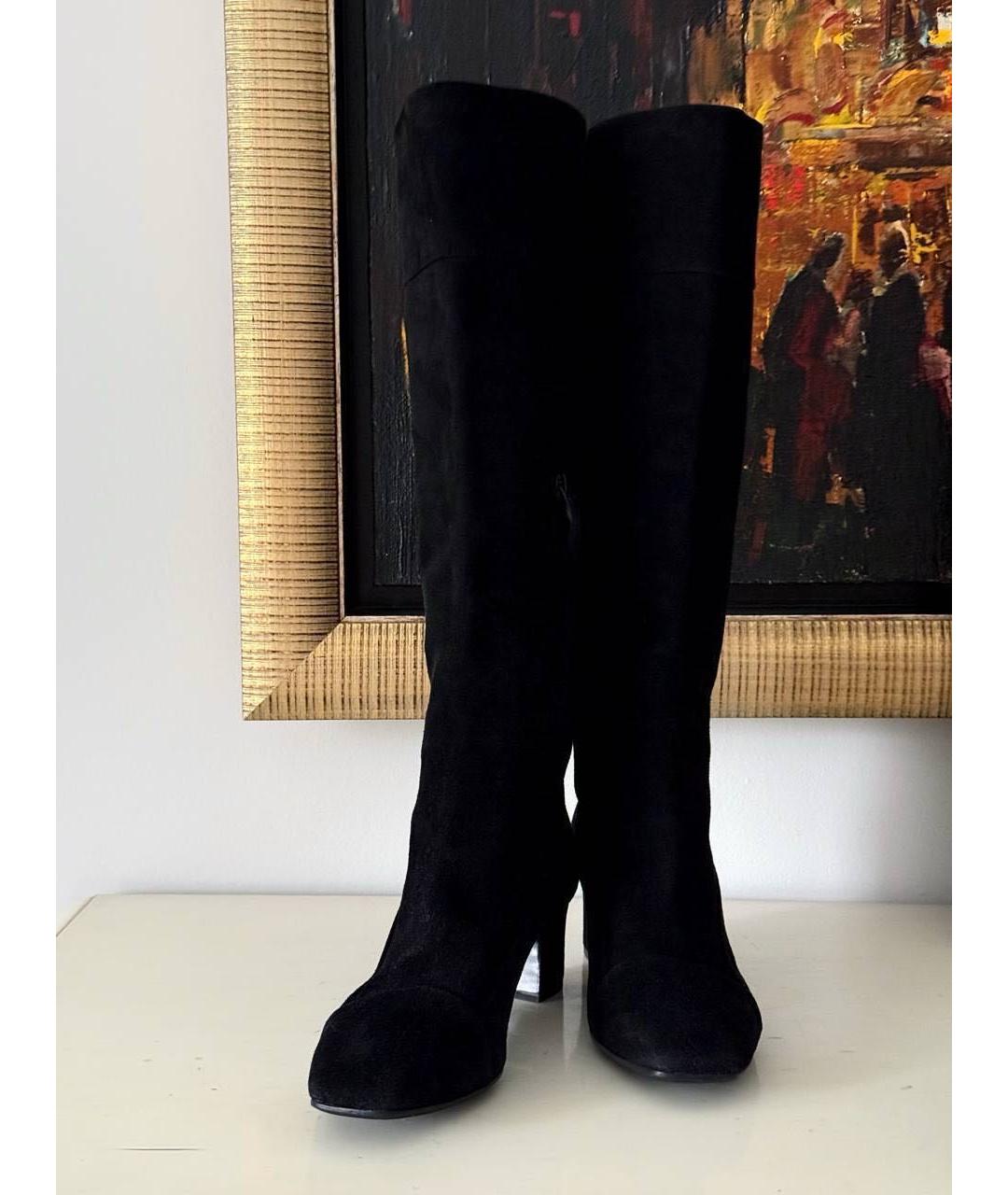 HERMES Черные замшевые сапоги, фото 2