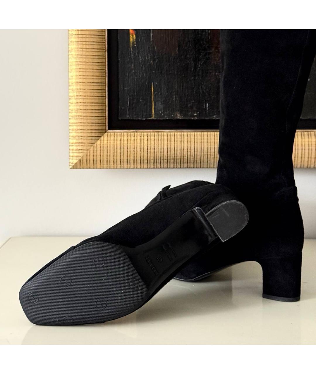 HERMES Черные замшевые сапоги, фото 3