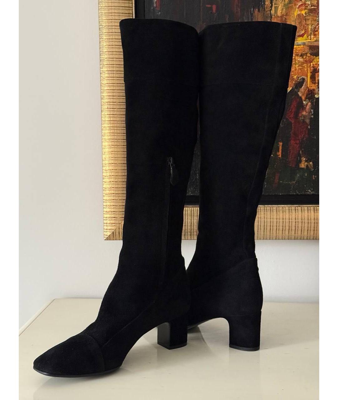 HERMES Черные замшевые сапоги, фото 4