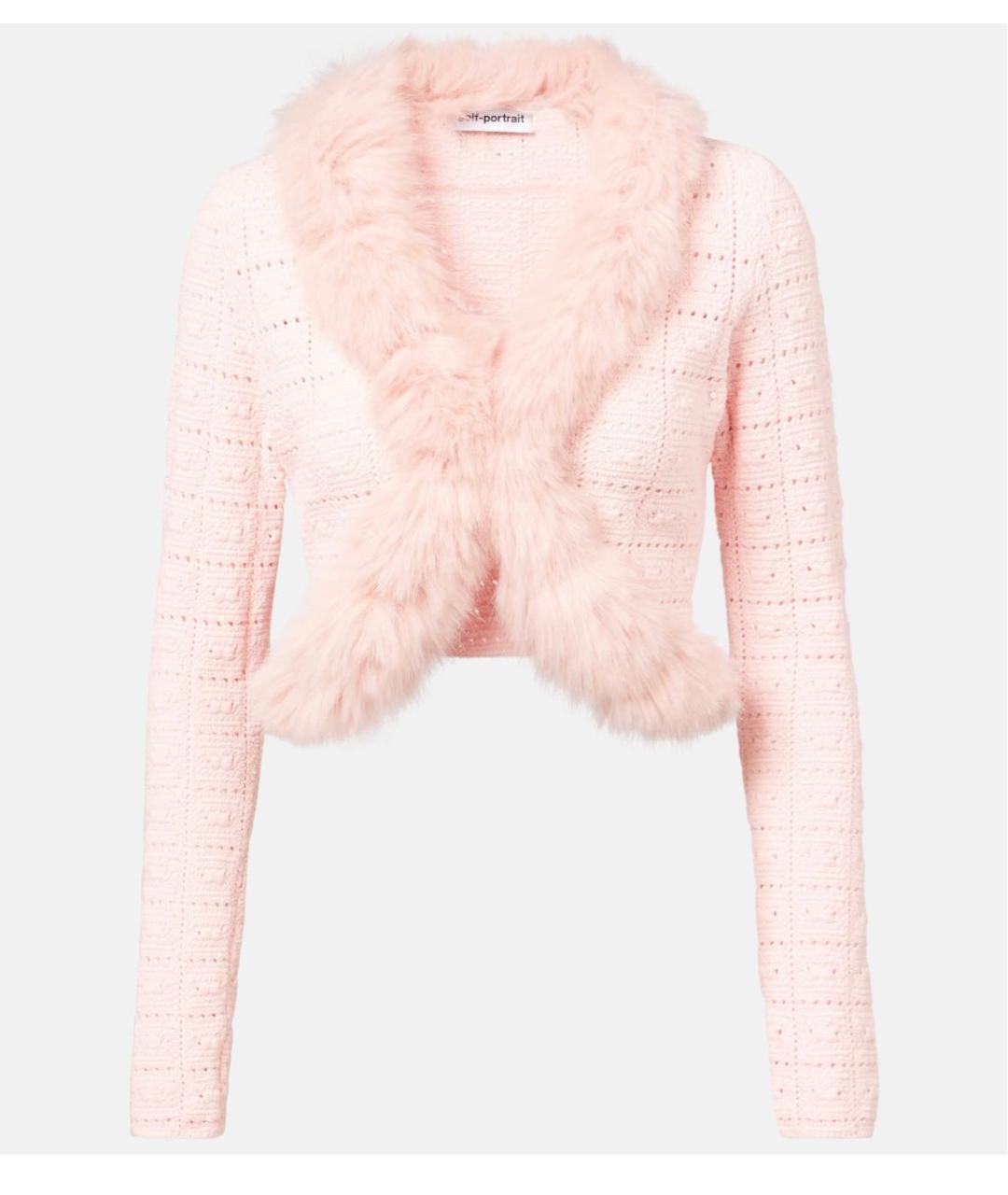 SELF-PORTRAIT Розовый полиэстеровый кардиган, фото 6