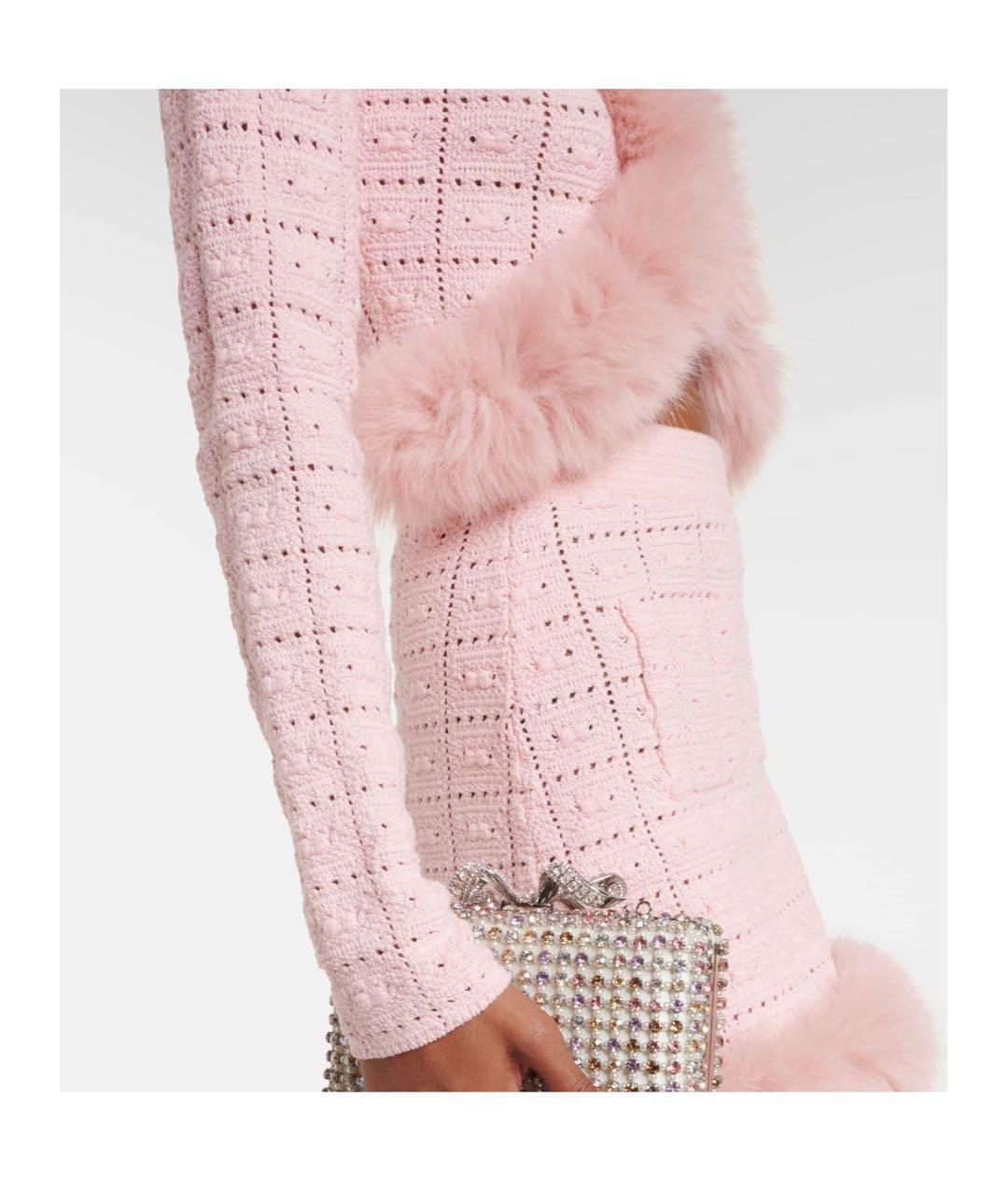 SELF-PORTRAIT Розовый полиэстеровый кардиган, фото 5