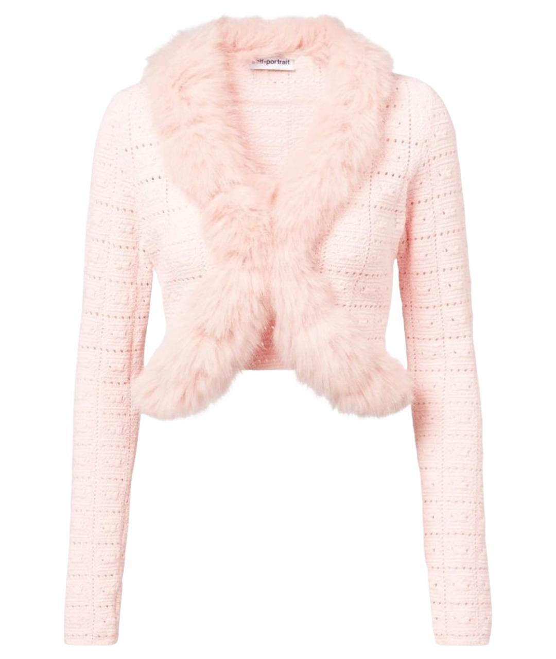 SELF-PORTRAIT Розовый полиэстеровый кардиган, фото 1