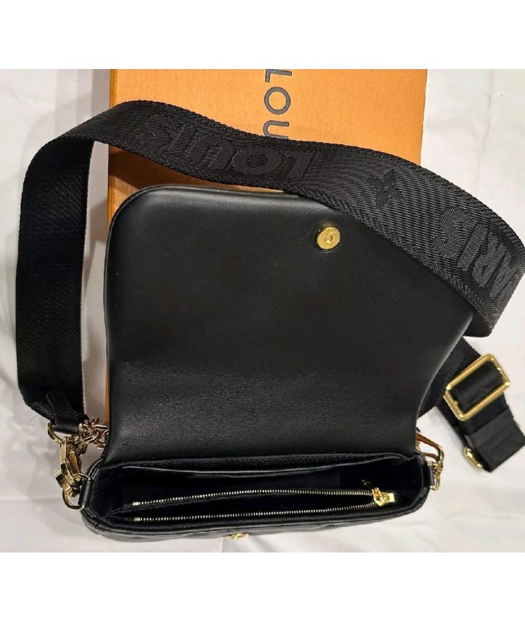 LOUIS VUITTON Черная кожаная сумка через плечо, фото 5