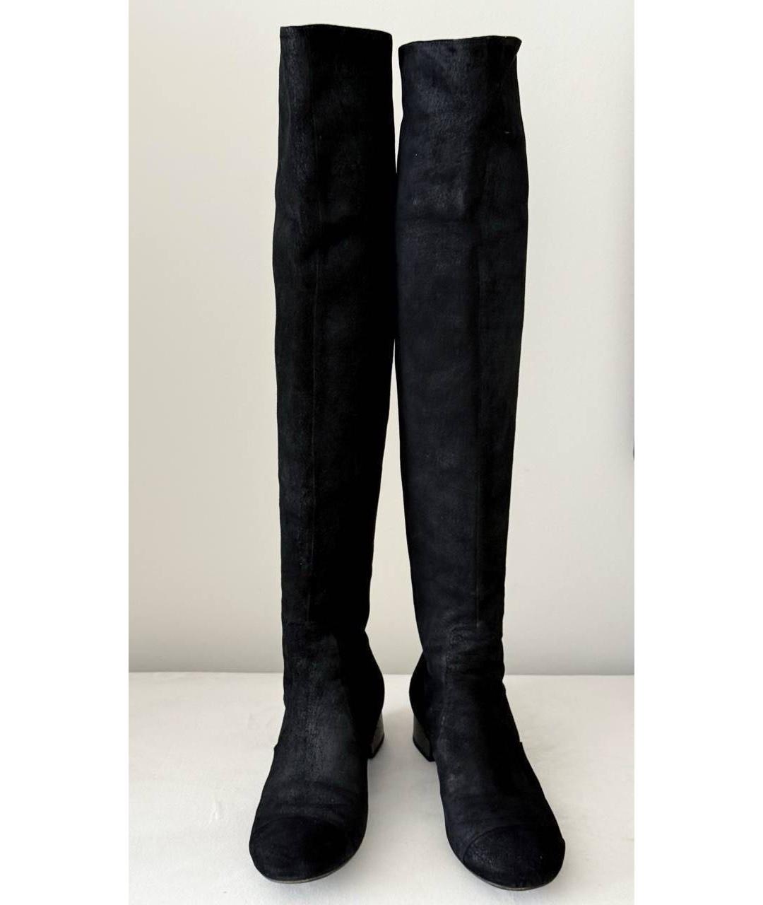 CHANEL Черные замшевые сапоги, фото 4