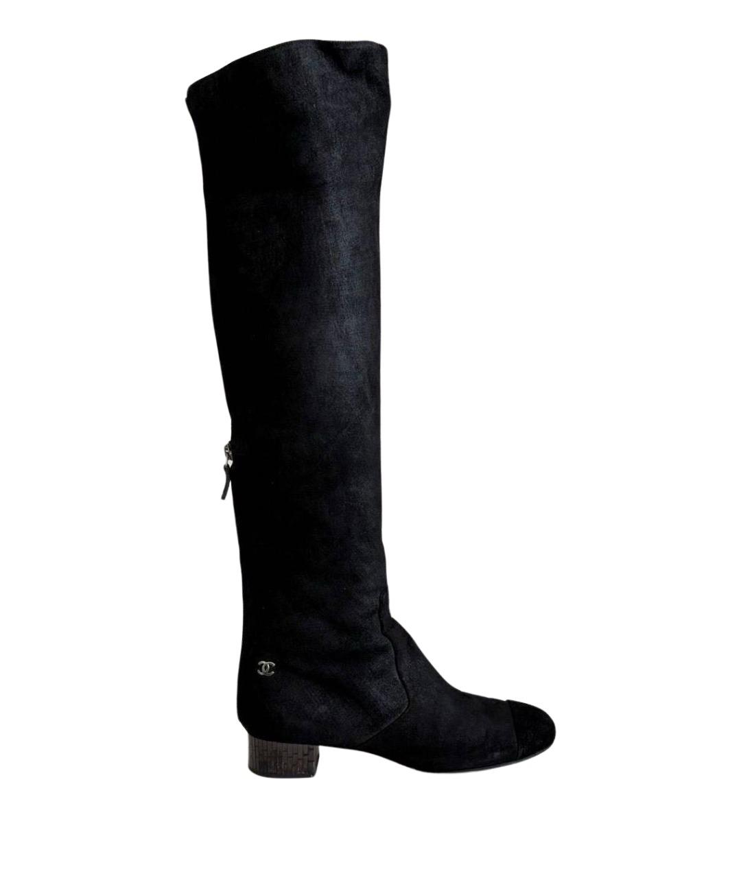 CHANEL Черные замшевые сапоги, фото 1