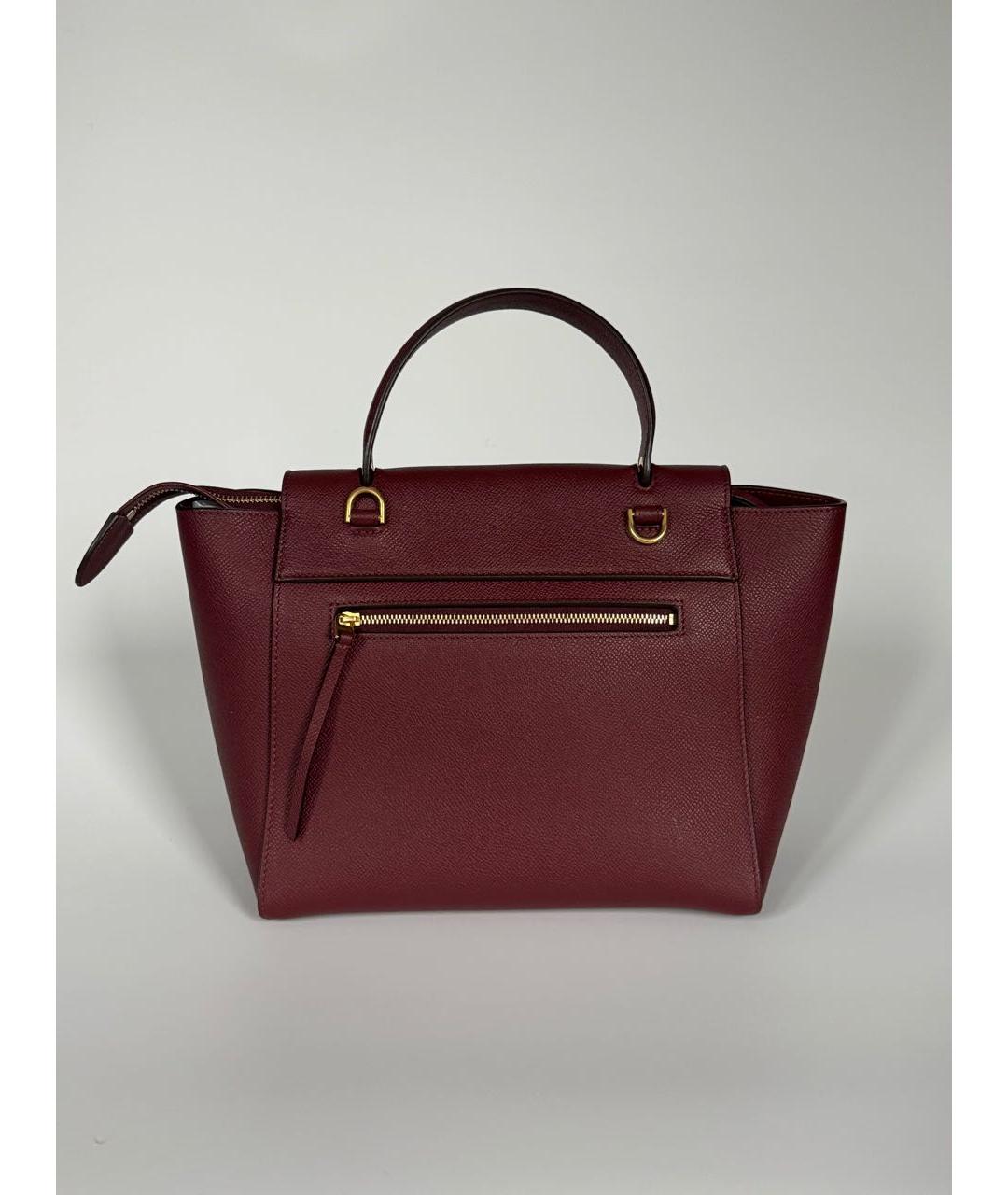 CELINE Бордовая кожаная сумка с короткими ручками, фото 3