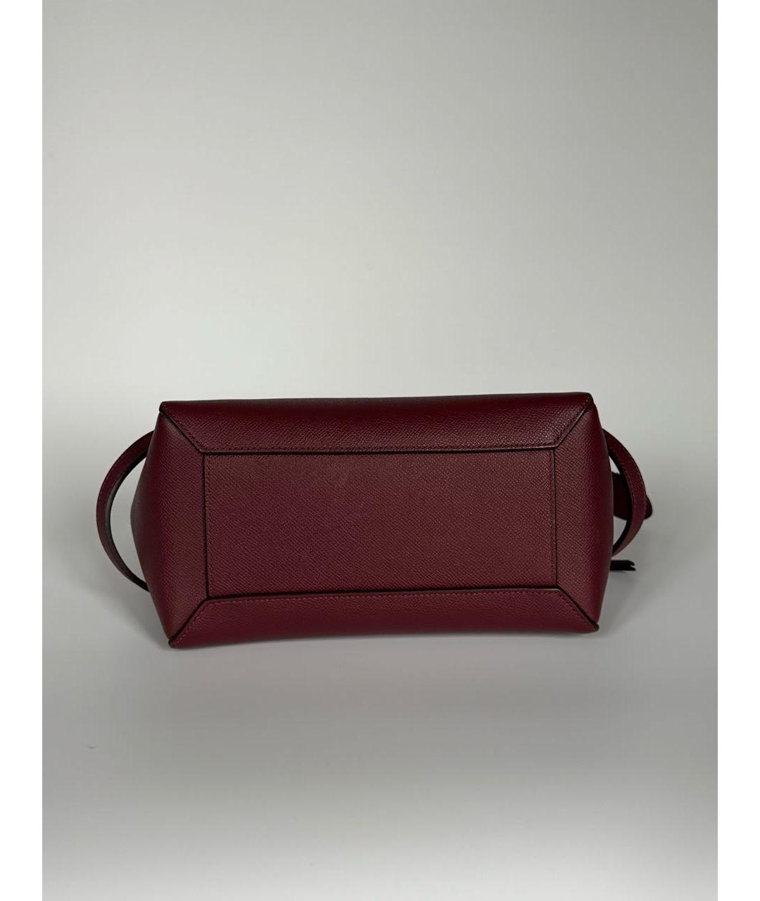 CELINE Бордовая кожаная сумка с короткими ручками, фото 5