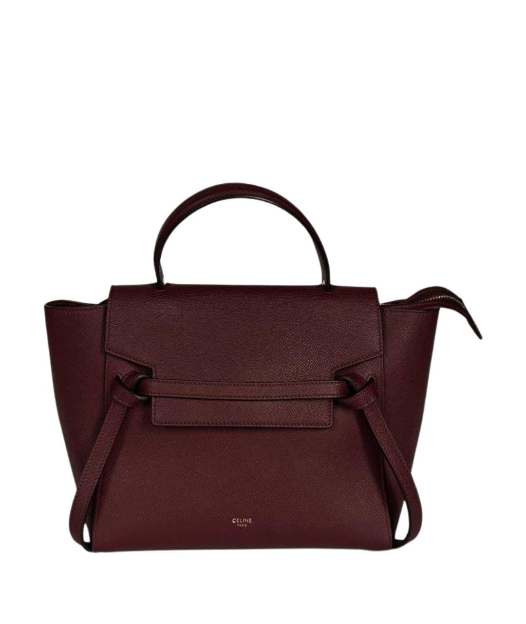 CELINE Бордовая кожаная сумка с короткими ручками, фото 1