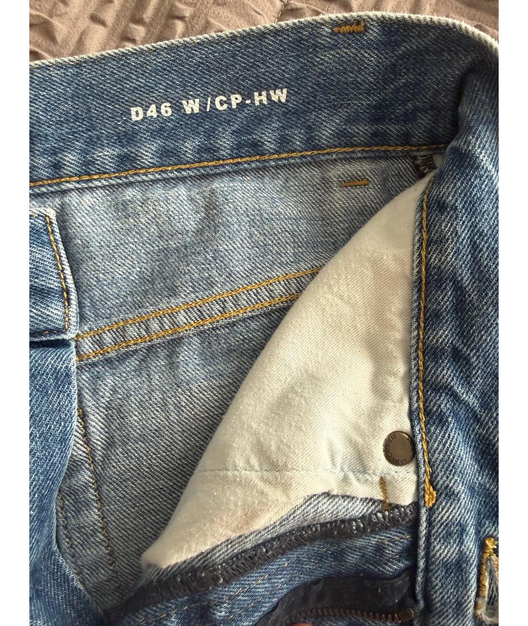 SAINT LAURENT Голубые хлопковые прямые джинсы, фото 3