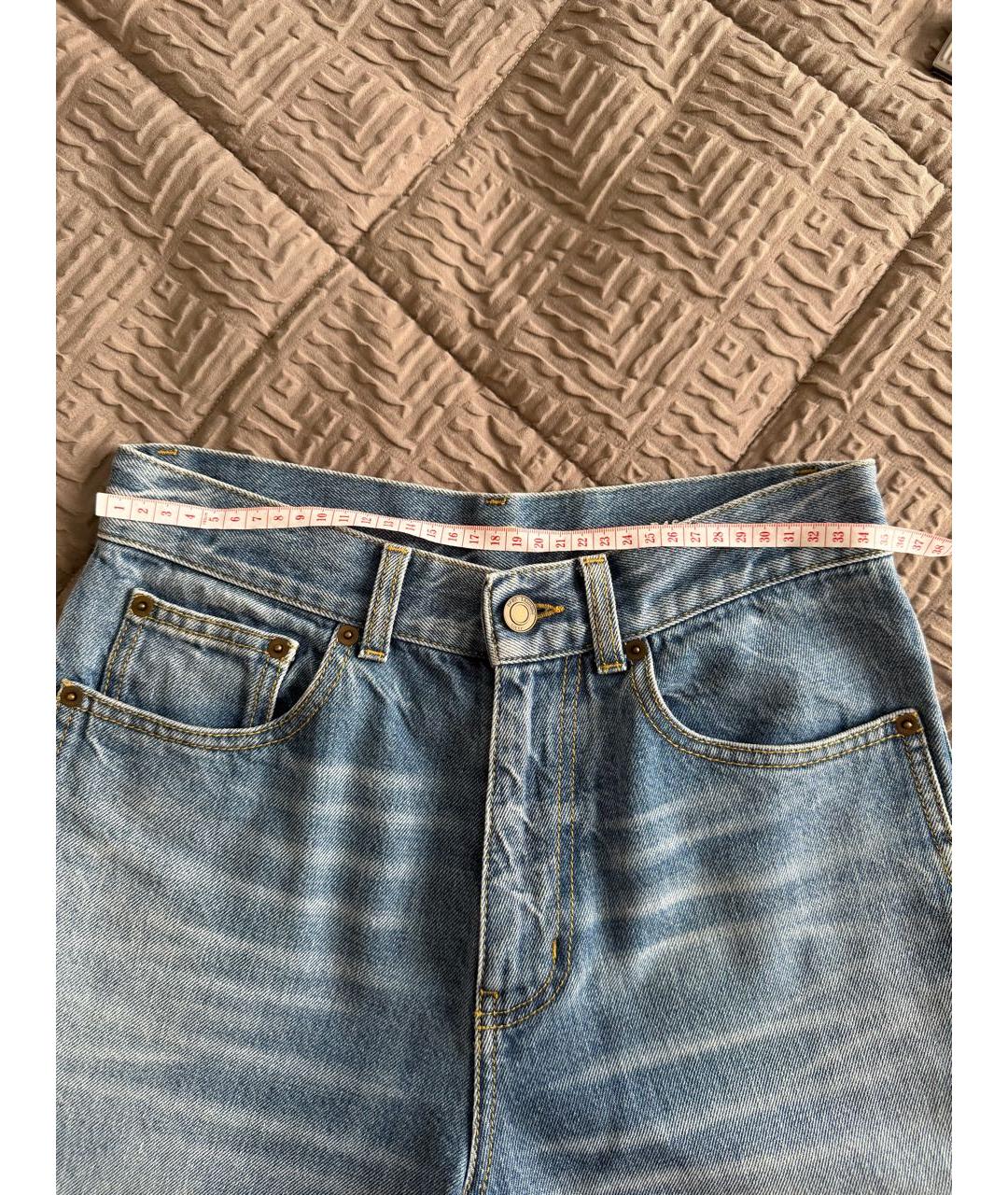 SAINT LAURENT Голубые хлопковые прямые джинсы, фото 7