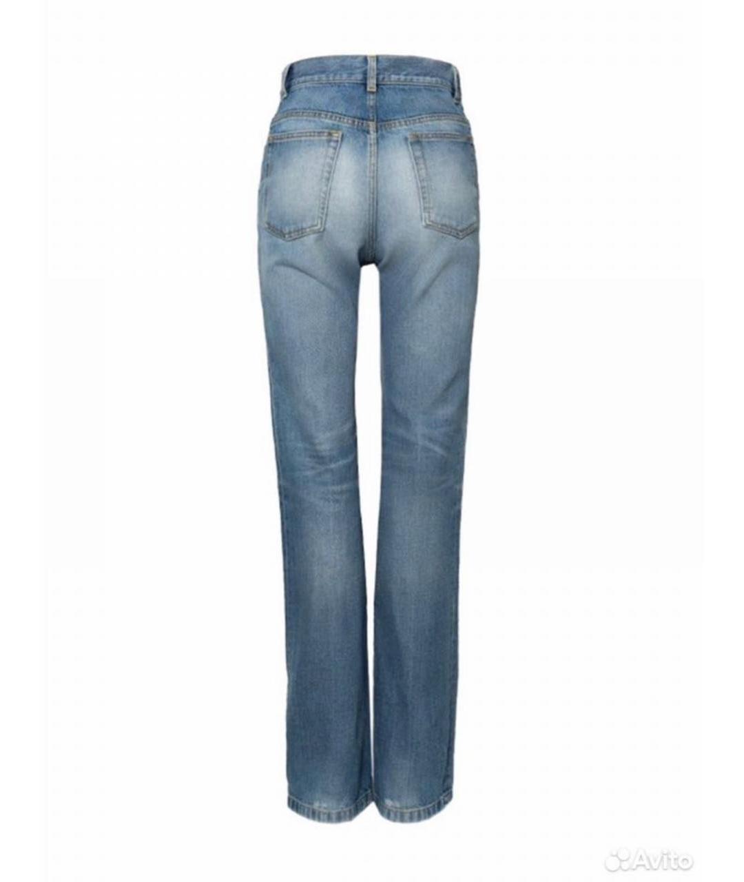 SAINT LAURENT Голубые хлопковые прямые джинсы, фото 2