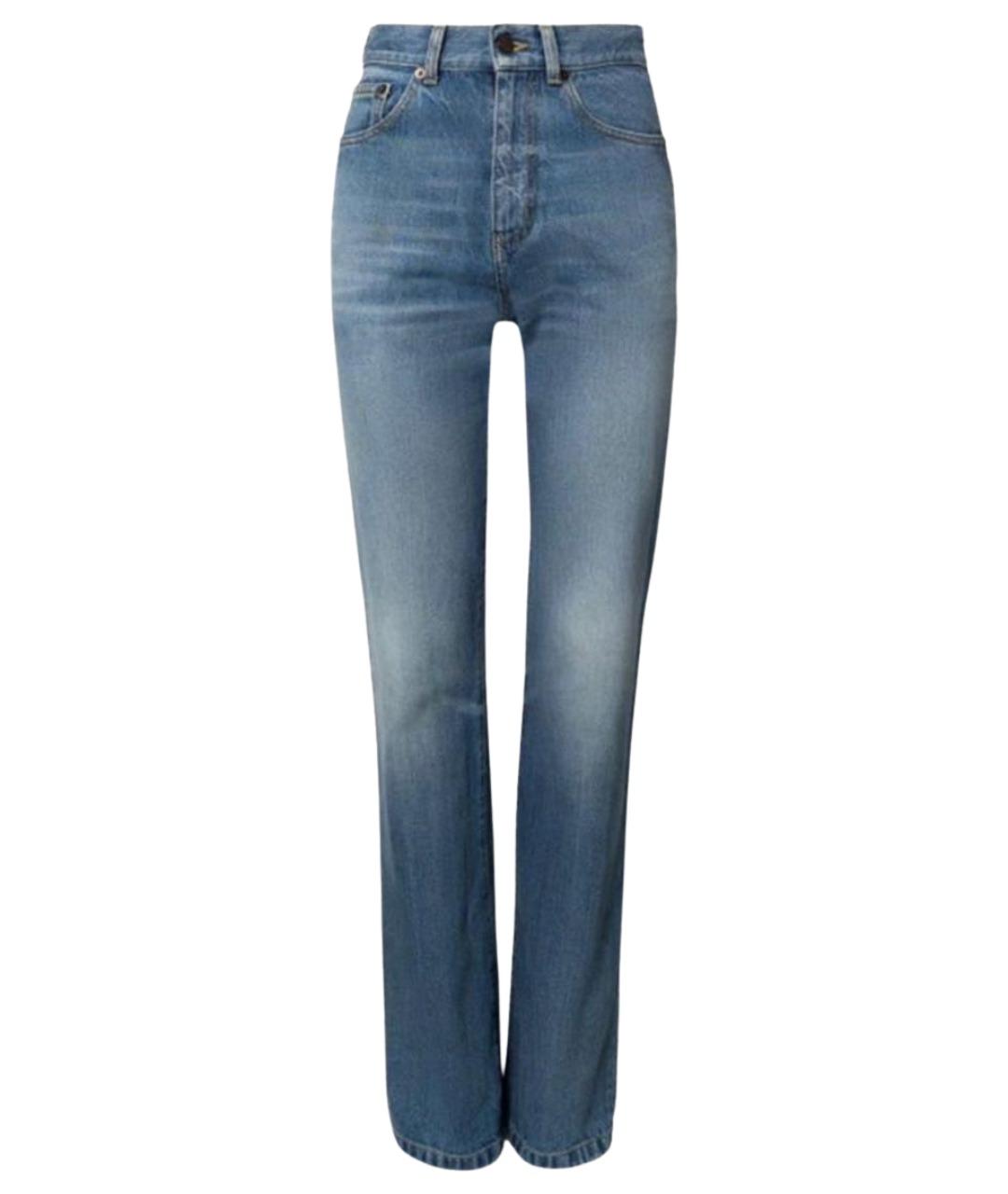 SAINT LAURENT Голубые хлопковые прямые джинсы, фото 1