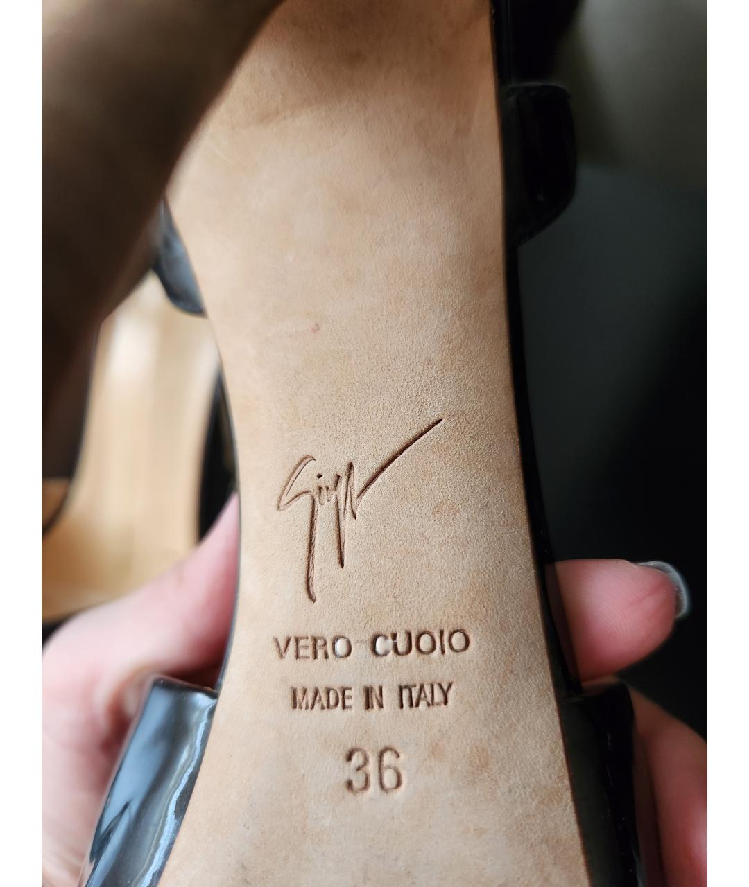 GIUSEPPE ZANOTTI DESIGN Черные босоножки из лакированной кожи, фото 5