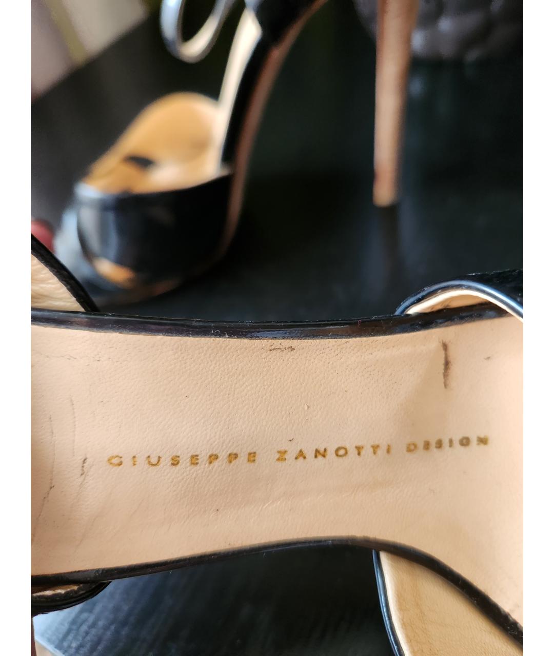 GIUSEPPE ZANOTTI DESIGN Черные босоножки из лакированной кожи, фото 3