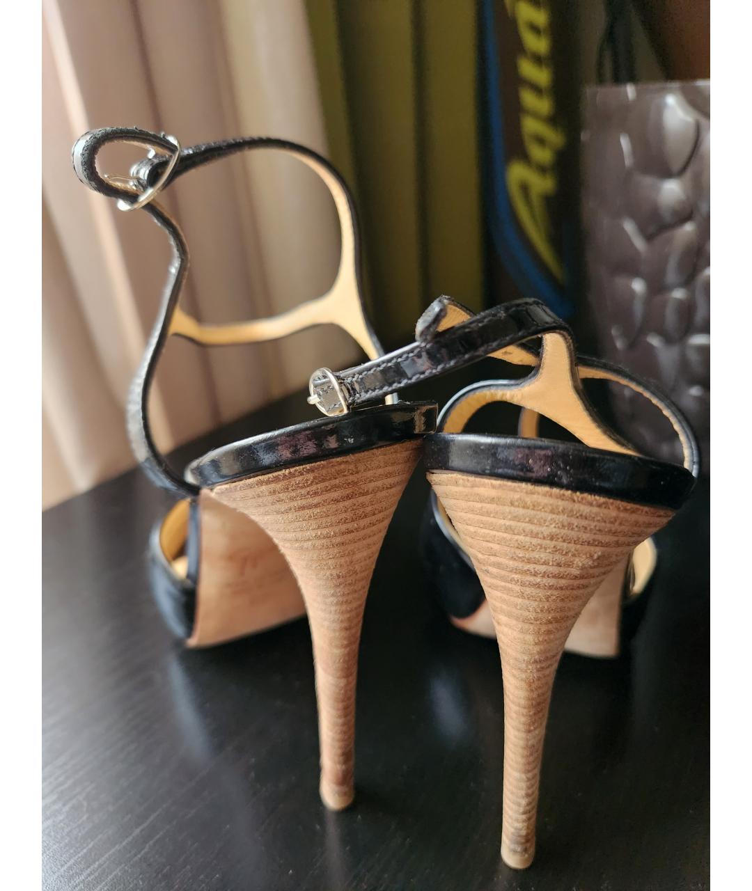 GIUSEPPE ZANOTTI DESIGN Черные босоножки из лакированной кожи, фото 4