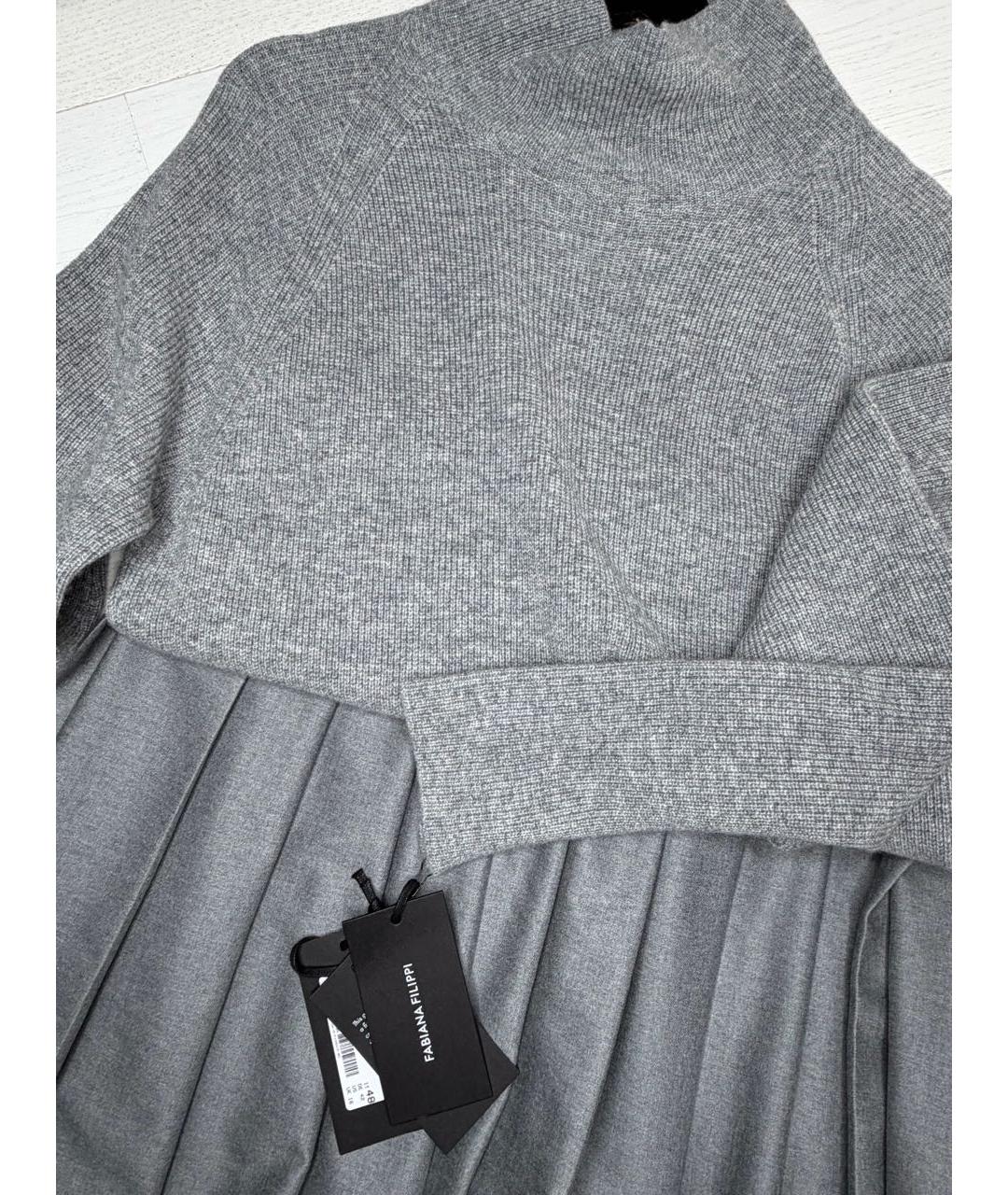 FABIANA FILIPPI Серое шерстяное повседневное платье, фото 4