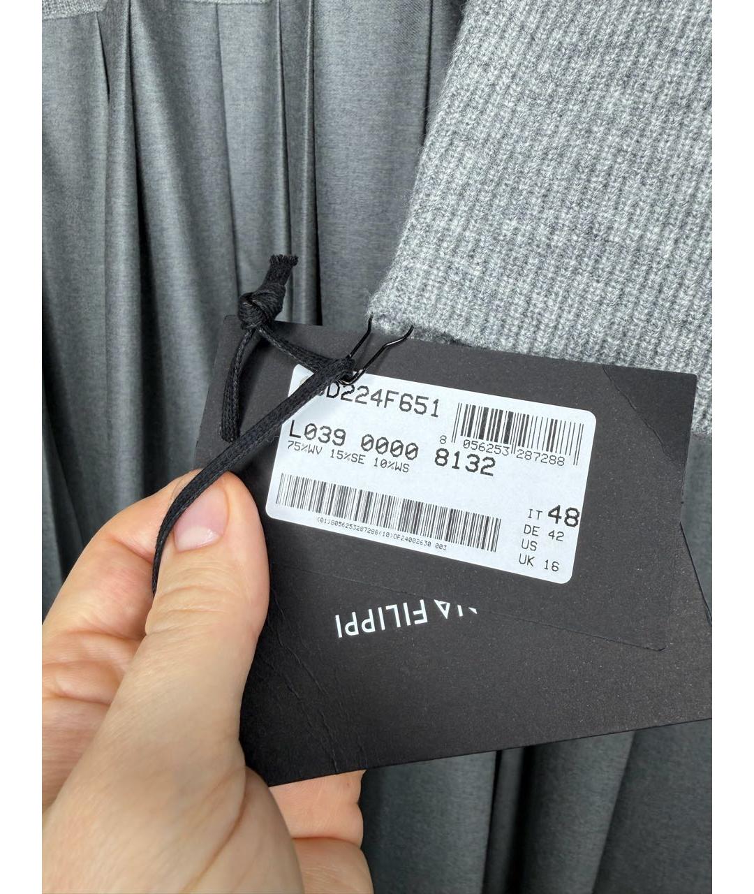 FABIANA FILIPPI Серое шерстяное повседневное платье, фото 5
