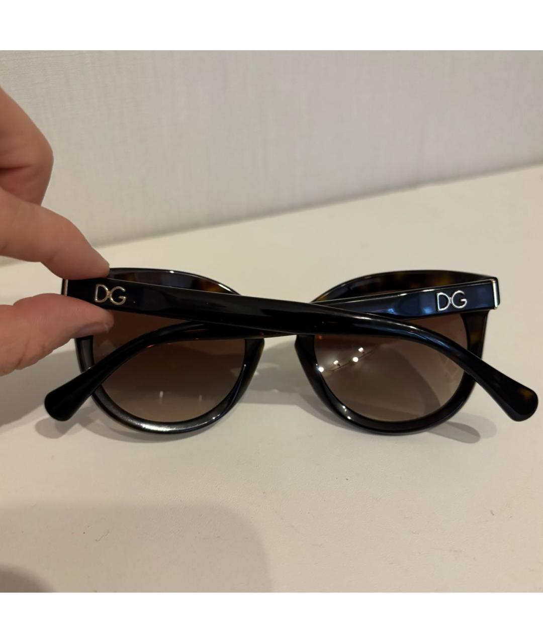 DOLCE&GABBANA Коричневые пластиковые солнцезащитные очки, фото 7