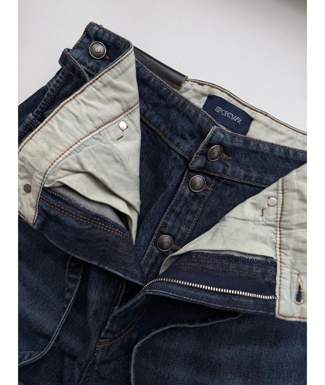 SPORTMAX Темно-синие хлопковые прямые джинсы, фото 8