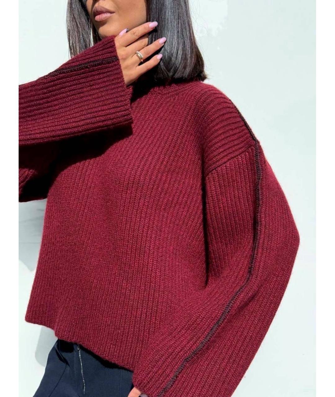 CELINE Бордовый кашемировый джемпер / свитер, фото 5
