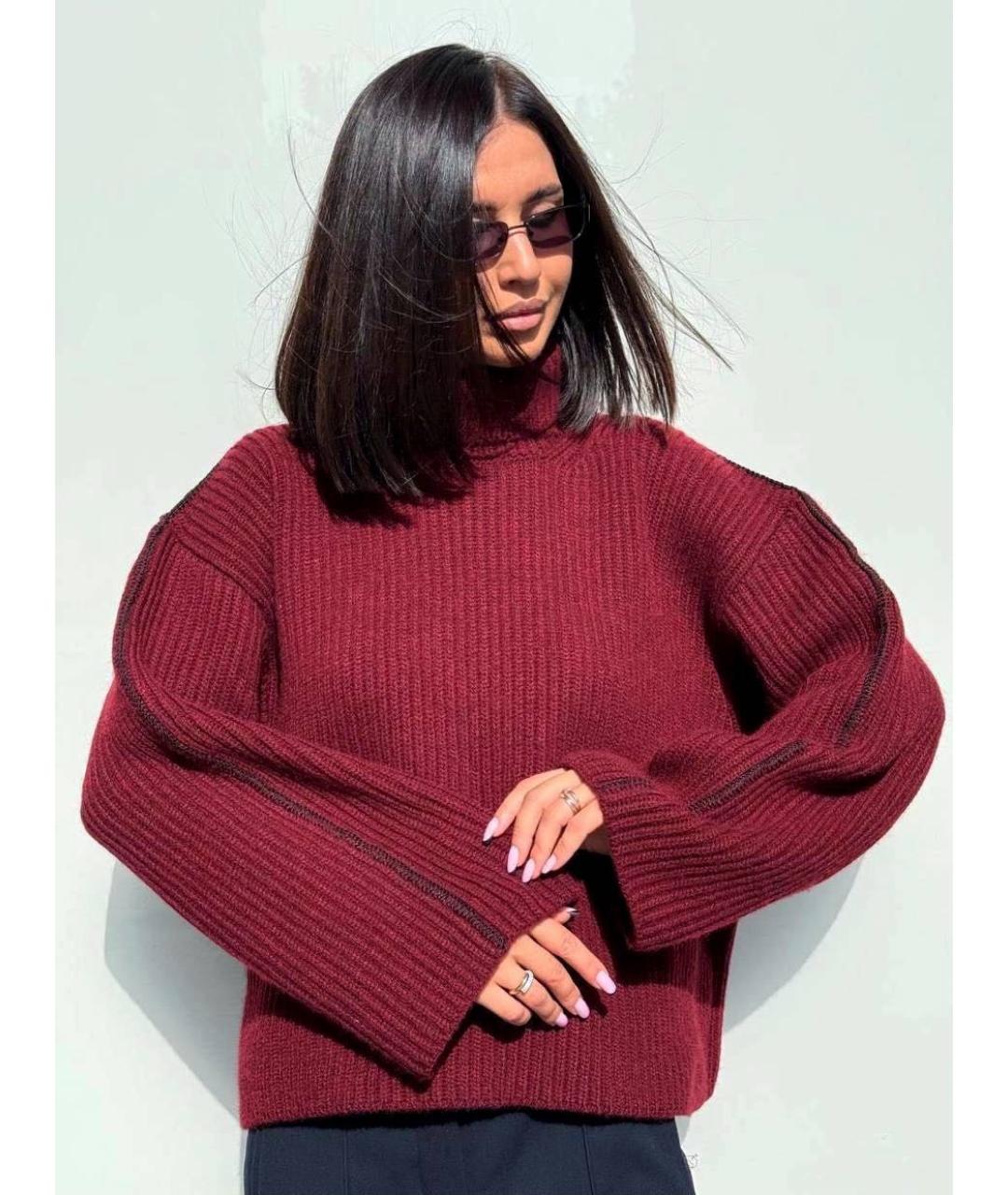 CELINE Бордовый кашемировый джемпер / свитер, фото 4