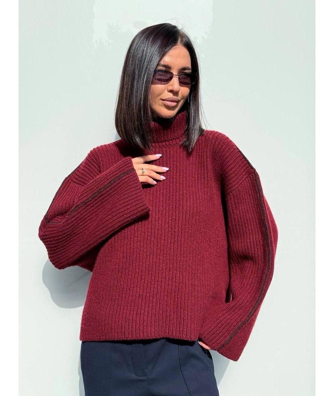 CELINE Бордовый кашемировый джемпер / свитер, фото 2