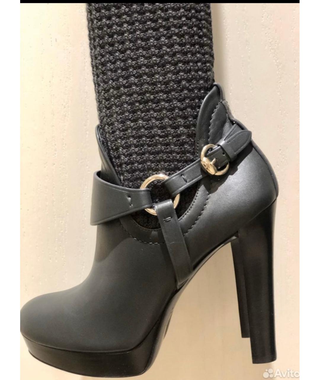 GUCCI Серые кожаные ботфорты, фото 2