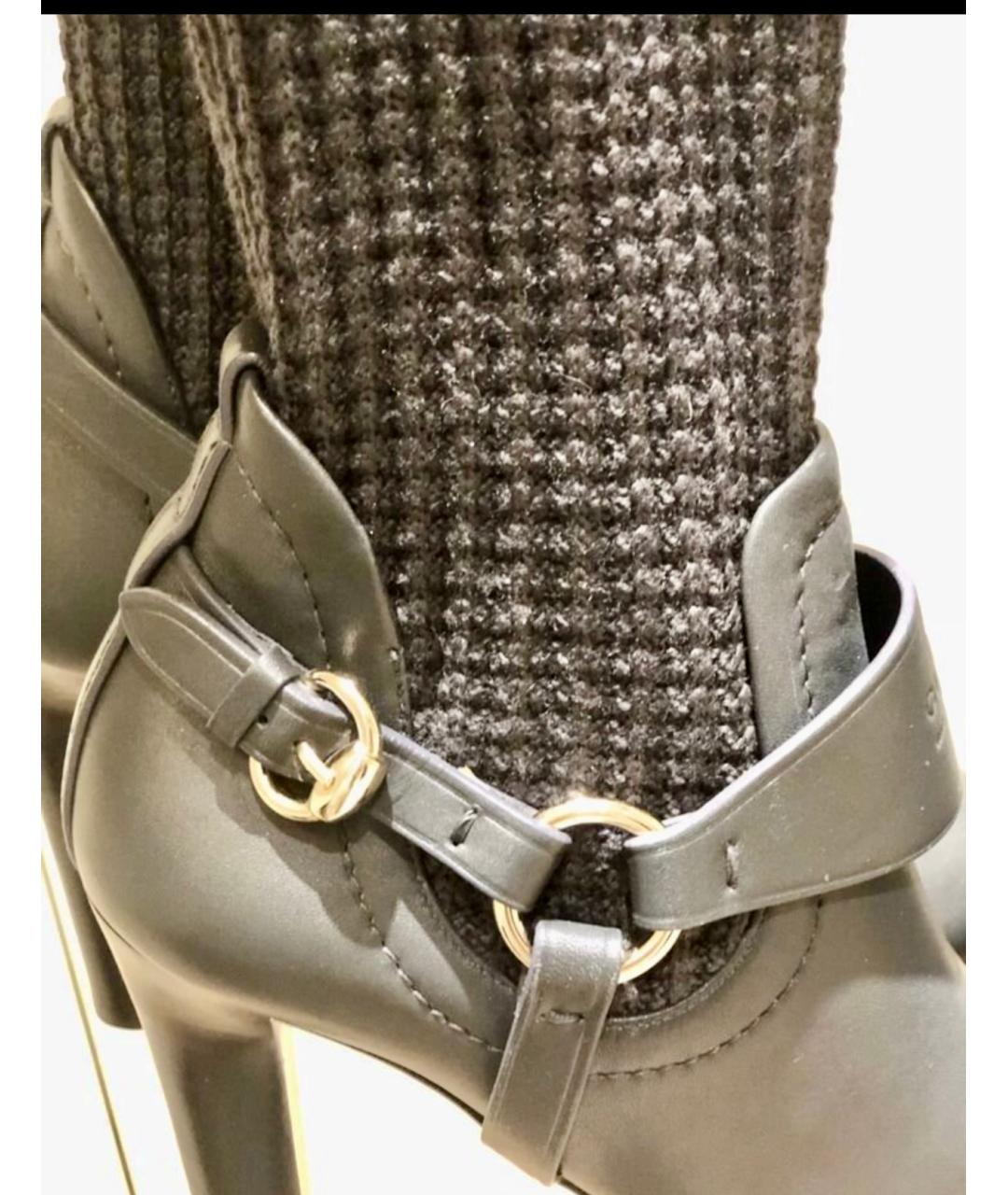 GUCCI Серые кожаные ботфорты, фото 5