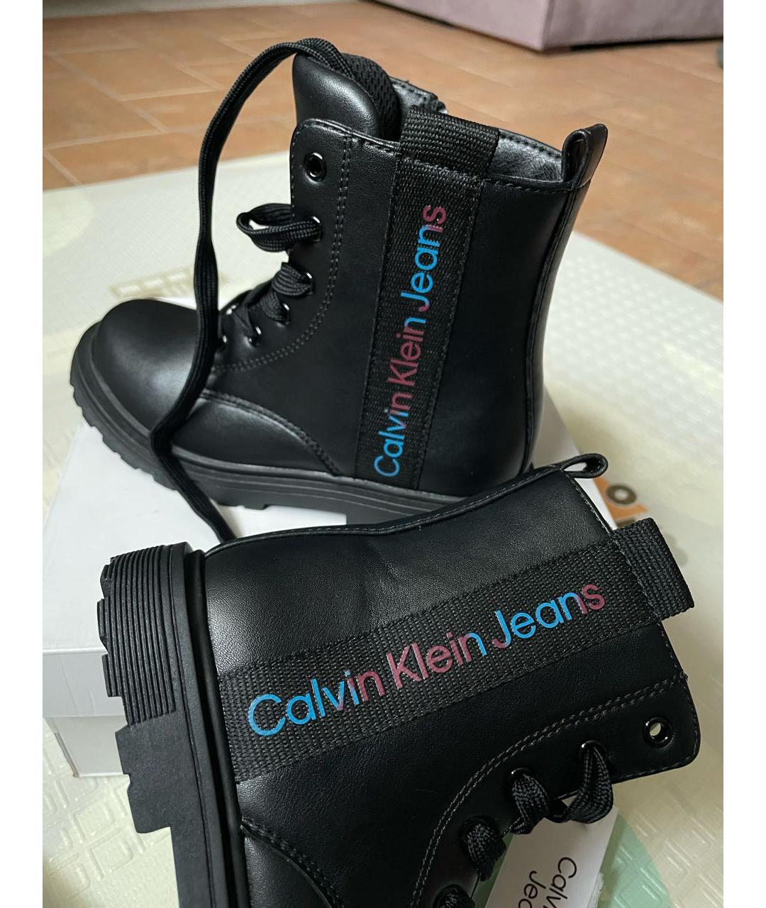 CALVIN KLEIN KIDS Черные ботинки из искусственной кожи, фото 2