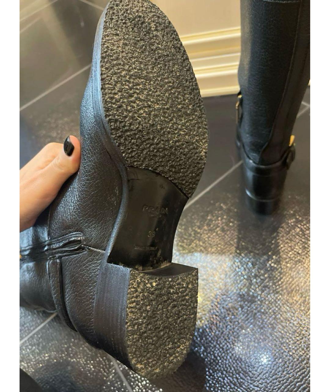 PRADA Черные кожаные сапоги, фото 6