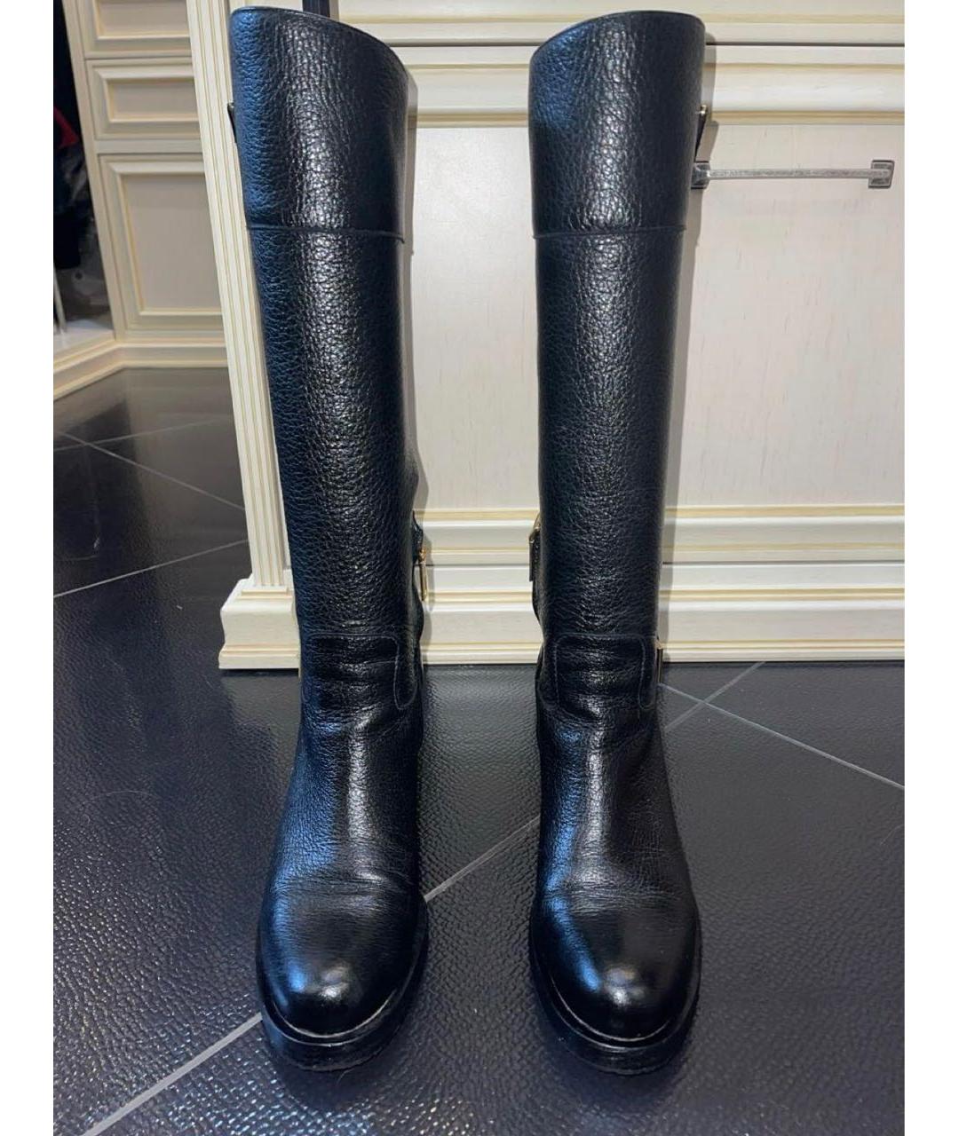 PRADA Черные кожаные сапоги, фото 2