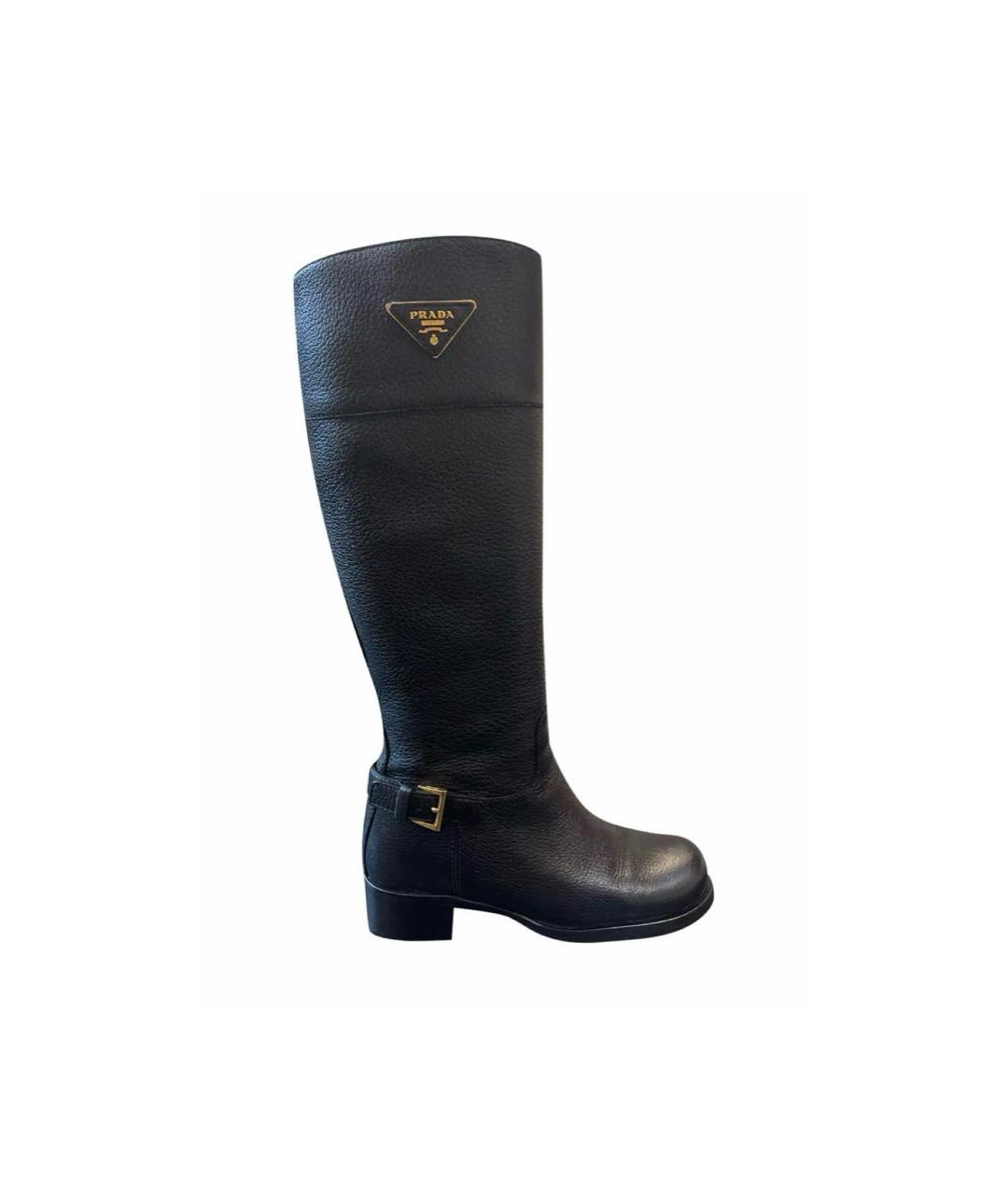 PRADA Черные кожаные сапоги, фото 1