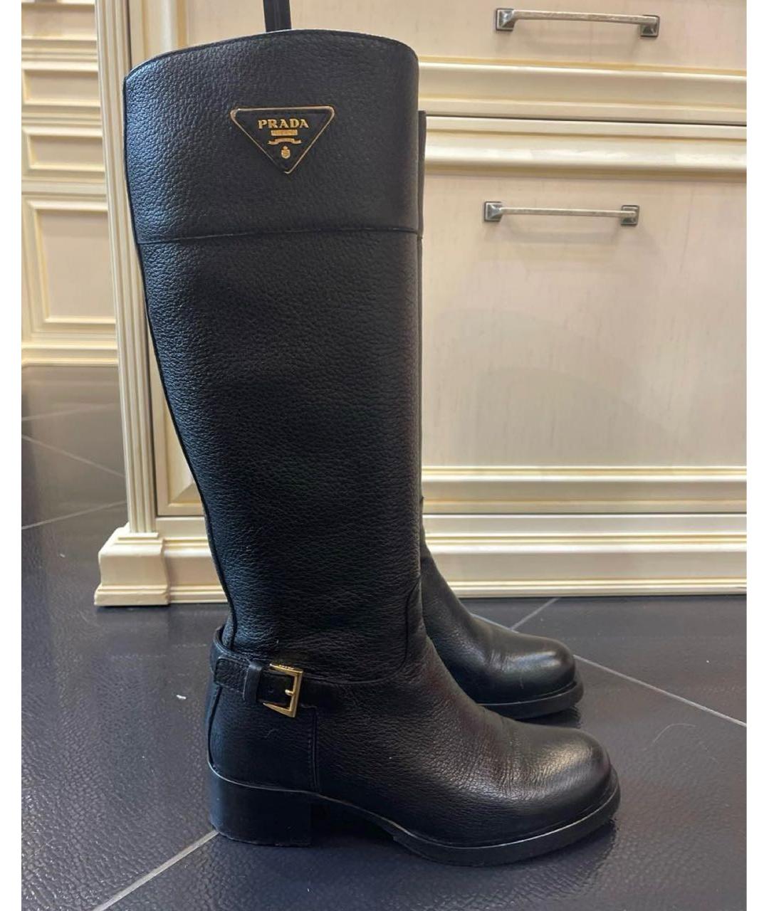 PRADA Черные кожаные сапоги, фото 7
