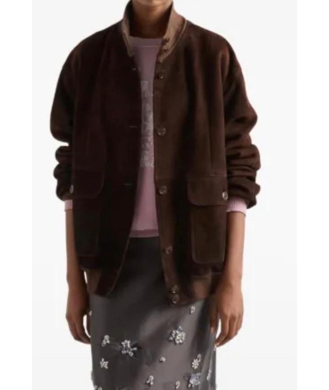 PRADA Коричневая замшевая куртка, фото 4