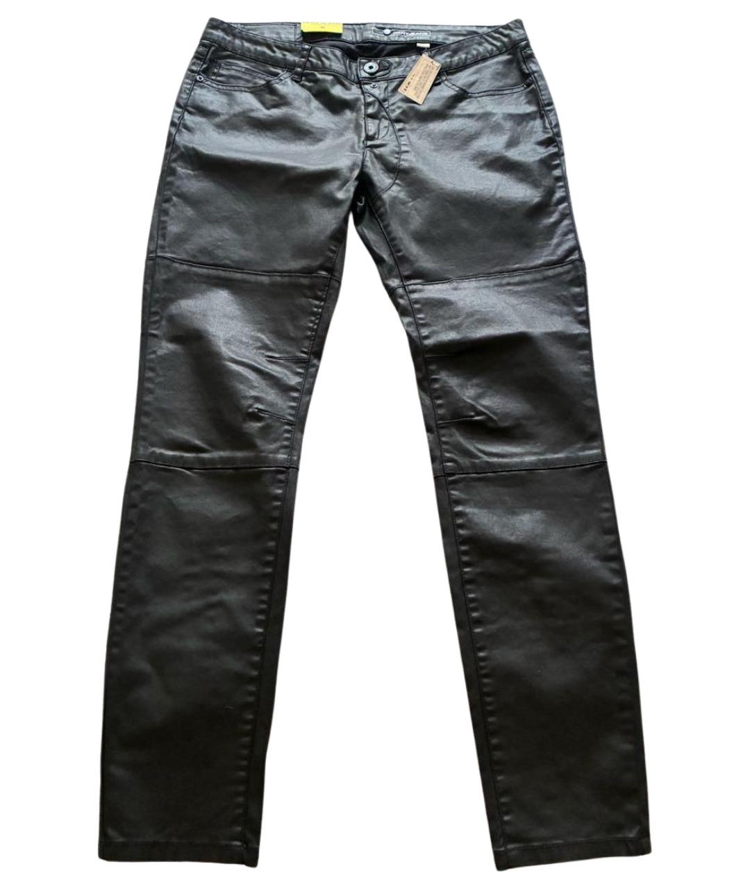 DKNY Черные хлопко-эластановые прямые брюки, фото 1