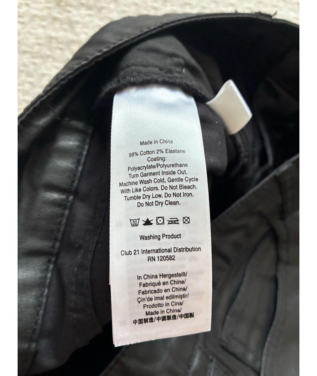 DKNY Черные хлопко-эластановые прямые брюки, фото 3