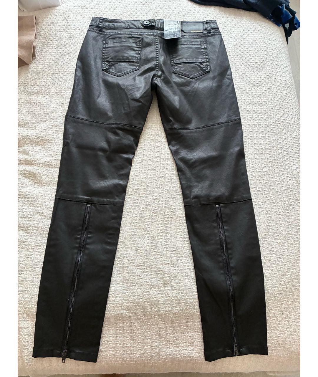 DKNY Черные хлопко-эластановые прямые брюки, фото 2