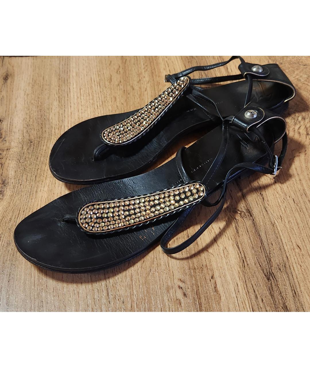 GIUSEPPE ZANOTTI DESIGN Черные кожаные сандалии, фото 6