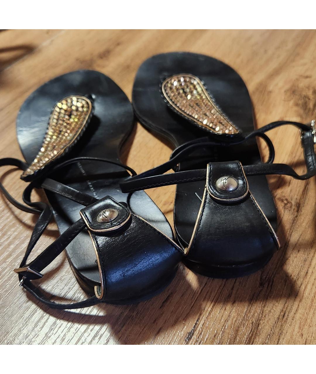 GIUSEPPE ZANOTTI DESIGN Черные кожаные сандалии, фото 3