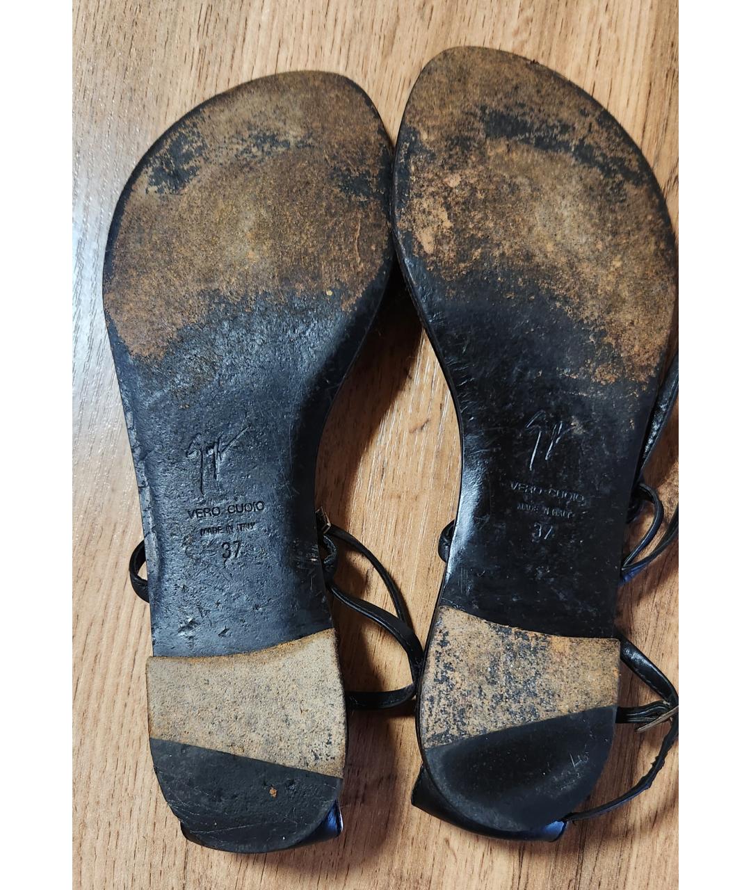 GIUSEPPE ZANOTTI DESIGN Черные кожаные сандалии, фото 5