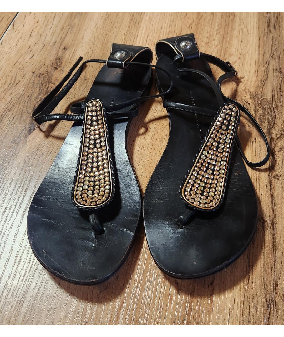 GIUSEPPE ZANOTTI DESIGN Черные кожаные сандалии, фото 4